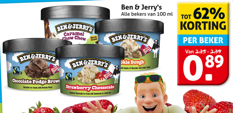 Ben and Jerrys   ijsbekers folder aanbieding bij  Hoogvliet - details