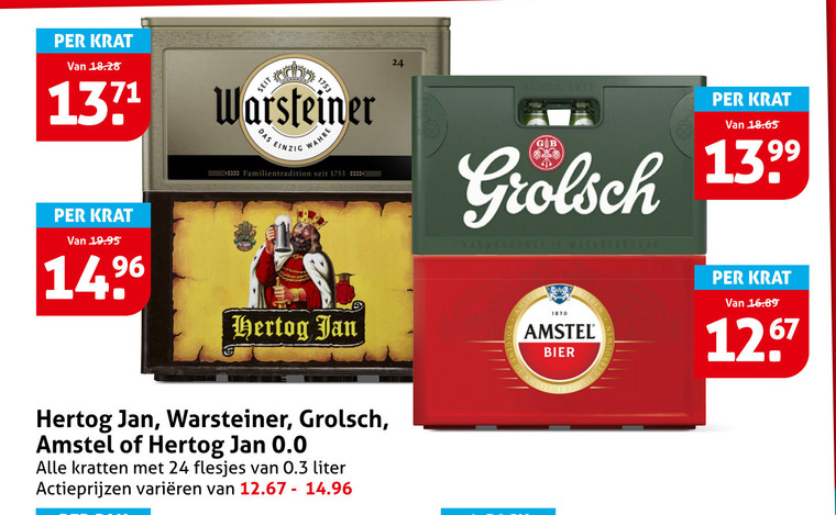 Warsteiner   krat bier folder aanbieding bij  Hoogvliet - details