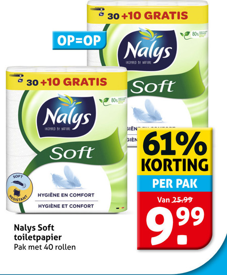 nalys toiletpapier 10 30 40 80 inspired by nature soft resistant comfort pak rollen green folder aanbieding bij Hoogvliet Nalys toiletpapier folder aanbieding bij Hoogvliet - details