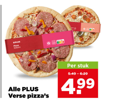 verse pizza salami stuk 4 99 folder aanbieding bij Plus