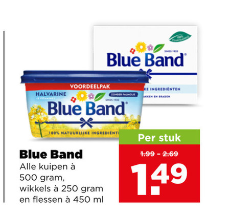 blue band margarine 100 250 450 500 ingredienten palmolive braden halvarine natuurlijke wikkels flessen ml stuk 1 folder aanbieding bij Plus