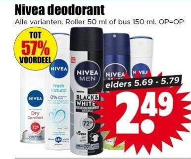 nivea deodorant 50 150 roller ml bus voordeel elders men fresh natural dry comfort black white folder aanbieding bij Dirk Nivea deodorant folder aanbieding bij Dirk - details