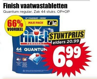 finish vaatwasmiddel 1 44 vaatwastabletten quantum regular zak stuks voordeel merk maxi pack powerball elders 69 folder aanbieding bij Dirk Finish vaatwasmiddel folder aanbieding bij Dirk - details