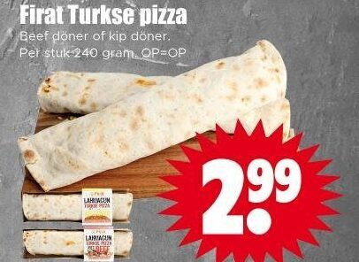 diepvriespizza 240 turkse pizza beef kip stuk lahmacun folder aanbieding bij Dirk
