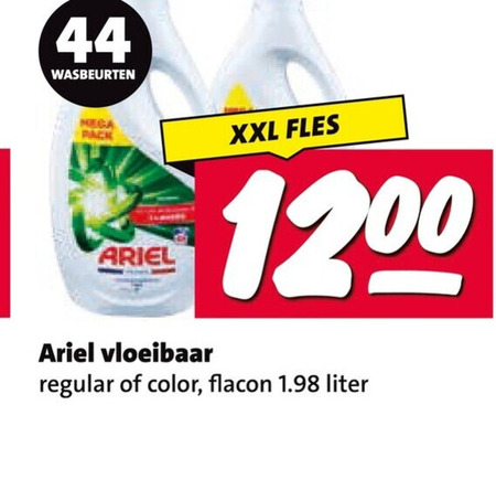 ariel wasmiddel 44 wasbeurten mega pack xxl fles vloeibaar regular color flacon liter folder aanbieding bij Nettorama Ariel wasmiddel folder aanbieding bij Nettorama - details