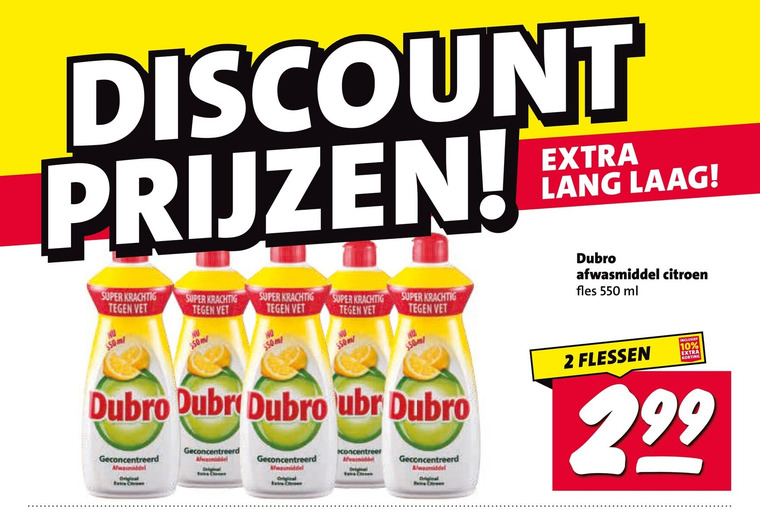 dubro afwasmiddel 2 10 discount lang laag super vet citroen fles ml geconcentreerd concentreer flessen folder aanbieding bij Nettorama Dubro afwasmiddel folder aanbieding bij Nettorama - details