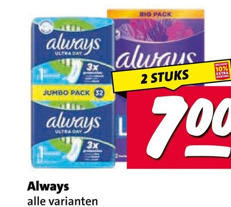 always maandverband inlegkruisjes 2 32 700 bio pack 3x jumbo l stuks folder aanbieding bij Nettorama Always inlegkruisjes, maandverband folder aanbieding bij Nettorama - details