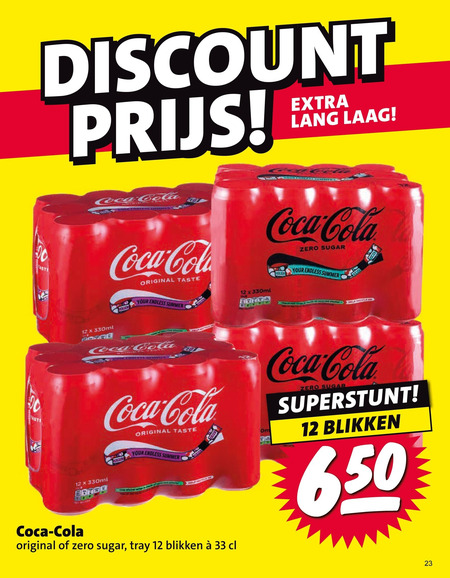 coca-cola cola 12 20 23 33 discount lang laag coca zero sugar original taste your endless summer 330ml borga tray blikken folder aanbieding bij Nettorama Coca-Cola cola folder aanbieding bij Nettorama - details