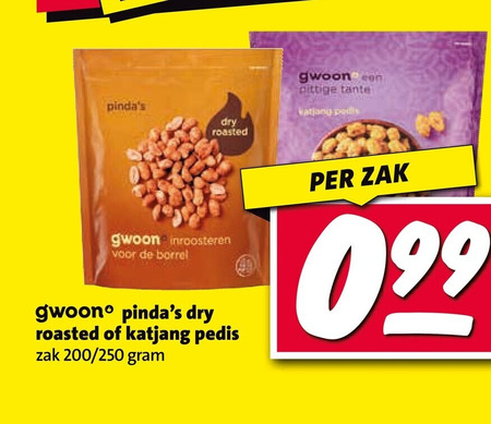 borrelnootjes dry roasted pittige tante katjang gwoon borrel pedis zak 200 250 folder aanbieding bij Nettorama