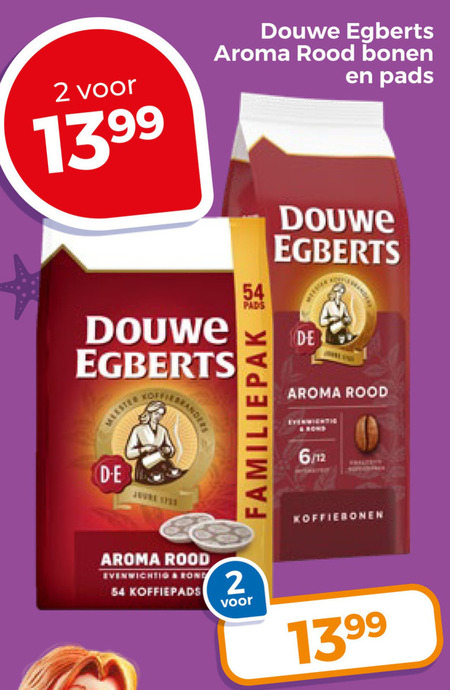 douwe egberts koffiepads koffiebonen 2 aroma rood bonen pads 6 12 evenwichtig rond folder aanbieding bij Trekpleister Douwe Egberts koffiepad, koffiebonen folder aanbieding bij Trekpleister - details
