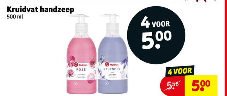 kruidvat huismerk handzeep 4 500 ml rose savon pour les mains lavender folder aanbieding bij Kruidvat Kruidvat Huismerk handzeep folder aanbieding bij Kruidvat - details