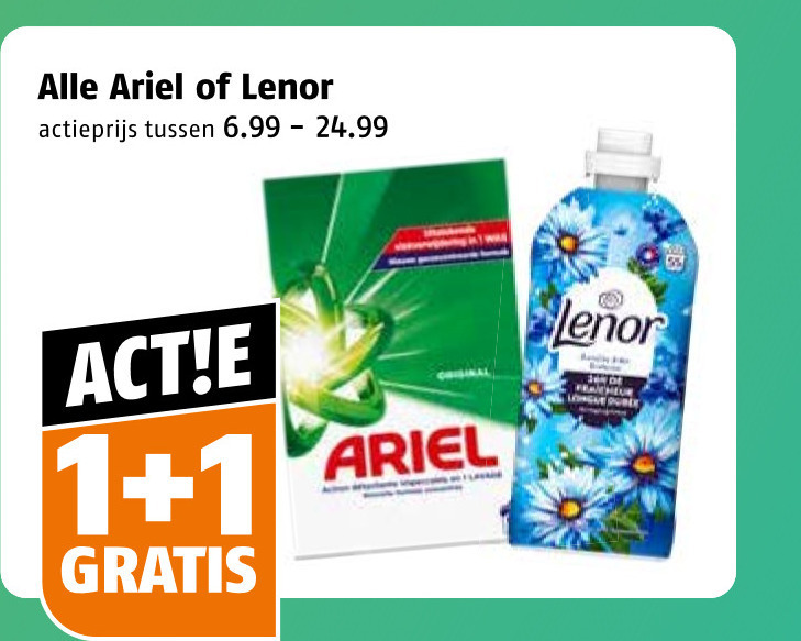 lenor ariel wasverzachter wasmiddel 1 actieprijs san fraicheur longue folder aanbieding bij Poiesz Ariel wasmiddel, wasverzachter folder aanbieding bij Poiesz - details