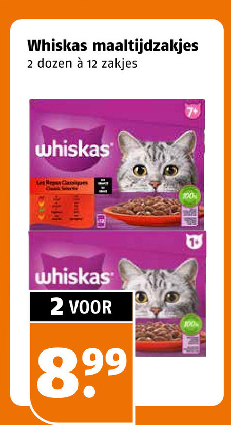 whiskas kattenvoer 2 12 100 maaltijdzakjes dozen zakjes les 8 99 folder aanbieding bij Poiesz Whiskas kattenvoer folder aanbieding bij Poiesz - details