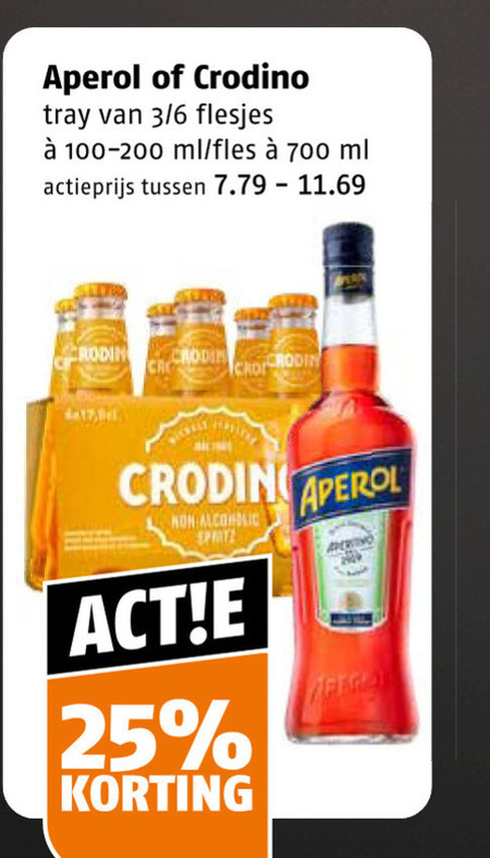 crodino aperol aperitief 17 25 700 tray 3 6 ml fles actieprijs alcoholic verhoeven folder aanbieding bij Poiesz Aperol aperitief folder aanbieding bij Poiesz - details