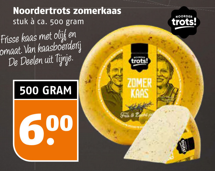 noordertrots kaas 500 600 zomerkaas stuk ca. frisse olijf tomaat kaasboerderij deelen trots zomer fris noorder folder aanbieding bij Poiesz Noordertrots kaas folder aanbieding bij Poiesz - details