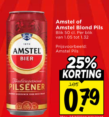 amstel blikjes bier 25 50 1870 pilsener blond pils blik folder aanbieding bij Vomar Amstel blikje bier folder aanbieding bij Vomar - details