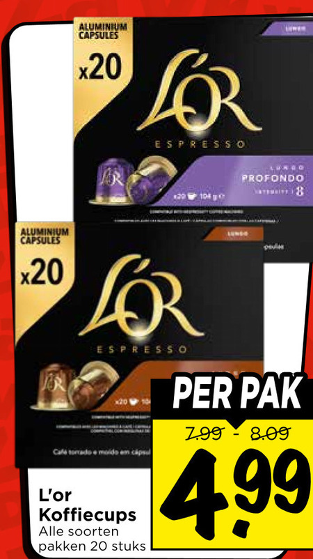 Douwe Egberts L Or   koffiecups folder aanbieding bij  Vomar - details