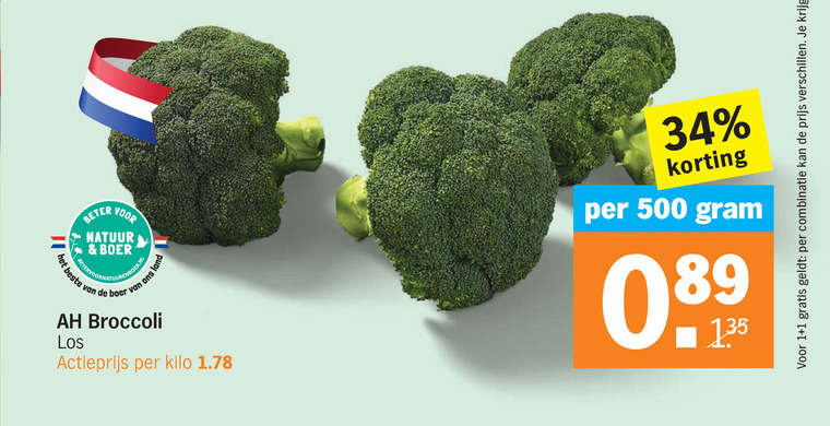broccoli 1 34 500 beter natuur boer land actieprijs kilo combinatie folder aanbieding bij Albert Heijn