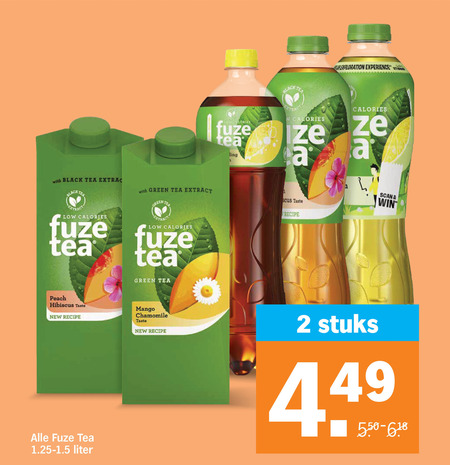 fuze tea ice 1 2 with black calories green extract peach hibiscus taste new recipe liter experience scan win mango chamomile stuks folder aanbieding bij Albert Heijn Fuze Tea ice tea folder aanbieding bij Albert Heijn - details