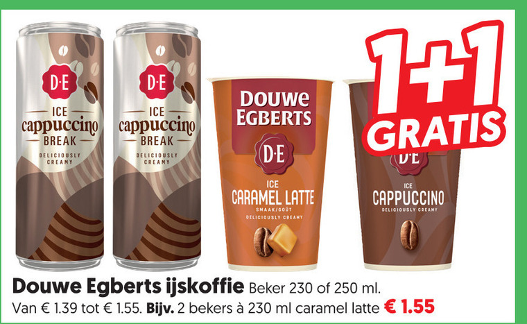 douwe egberts ijskoffie 1 2 250 d.e ice cappuccino break creamy caramel latte beker ml bekers folder aanbieding bij Dekamarkt Douwe Egberts ijskoffie folder aanbieding bij Dekamarkt - details