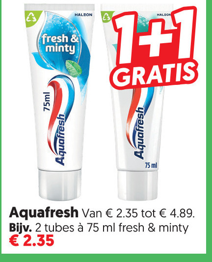 aquafresh tandpasta 1 2 fresh minty 75ml ml tubes folder aanbieding bij Dekamarkt Aquafresh tandpasta folder aanbieding bij Dekamarkt - details