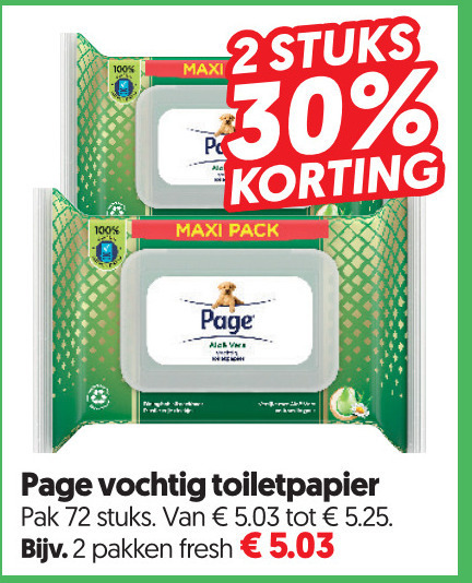 page vochtig toiletpapier 2 30 100 stuks maxi pack pak pakken fresh folder aanbieding bij Dekamarkt Page vochtig toiletpapier folder aanbieding bij Dekamarkt - details
