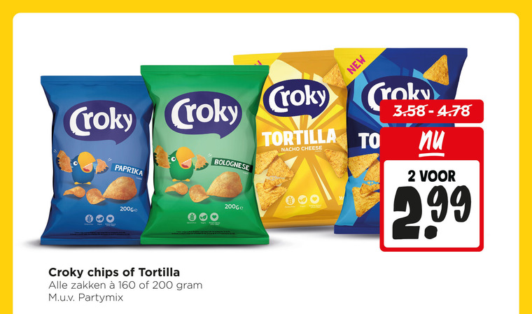 croky chips 2 100 160 200 new paprika gluten free bolognese tortilla to nacho cheese zakken partymix folder aanbieding bij Jumbo Croky chips folder aanbieding bij Jumbo - details