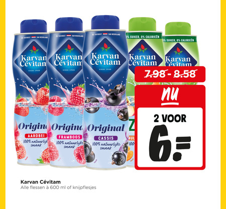 karvan cevitam limonadesiroop 1 2 6 100 600 1948 favoriet nederland suiker origin origina original aardbei natuurlijk framboos natuurlijke cassis flessen ml folder aanbieding bij Jumbo Karvan Cevitam limonadesiroop folder aanbieding bij Jumbo - details