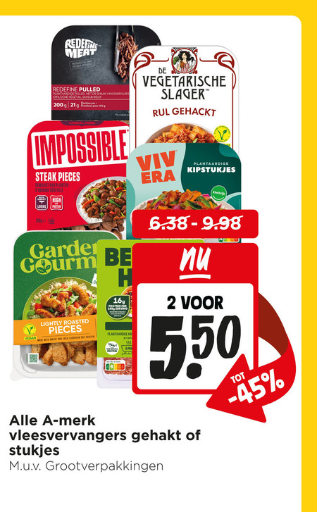 valess garden gourmet vivera de vegetarische slager vegetarisch 1 2 7 8 100 200 555 meat precisely same difference pulled plantaardige rundvlees saveur boeuf eiwitten pour content rul gehackt impossible steak pieces gemaakt planten vegetale high lovers protein garde be lightly roasted with wheat and european soy merk 100g serving nutri score min kipstukjes eiwitrijk 5 50 vleesvervangers gehakt stukjes folder aanbieding bij Jumbo De vegetarische Slager vegetarisch folder aanbieding bij Jumbo - details