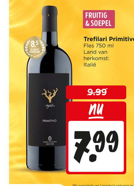 rode wijn 750 8 5 hamersma fruitig soepel primitivo fles ml land since folder aanbieding bij Jumbo