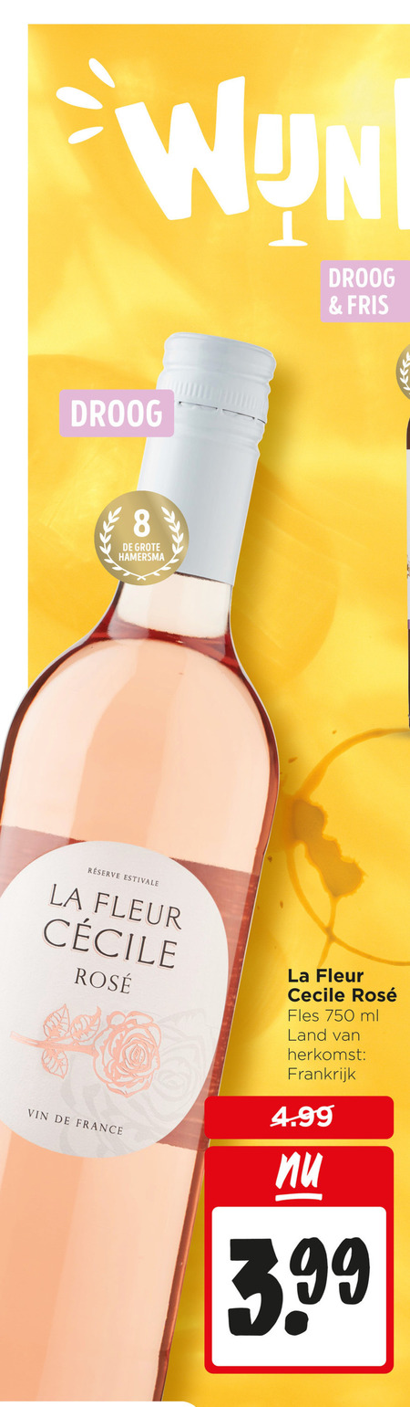 rose 8 750 droog fris hamersma la fleur rosee vin france cecile fles ml land frankrijk 3.99 folder aanbieding bij Jumbo