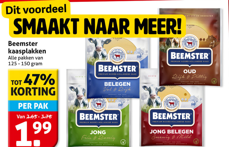 beemster kaasplakken 5 100 150 1901 voordeel smaakt pakken pak anno premium hollandse kaas belegen rijk gemaakt weidemelk jong fris romig oud mild folder aanbieding bij Hoogvliet Beemster kaasplakken folder aanbieding bij Hoogvliet - details