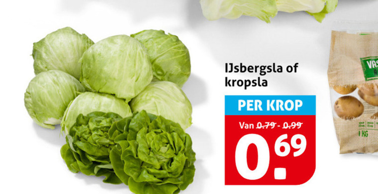 sla ijsbergsla kropsla krop folder aanbieding bij Hoogvliet