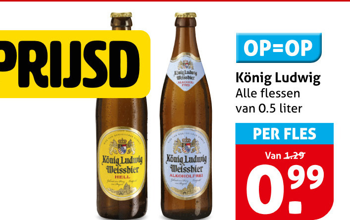 konig ludwig speciaalbieren geprijsd weissbier hell alkoholfrei flessen liter fles folder aanbieding bij Hoogvliet Konig Ludwig speciaalbier folder aanbieding bij Hoogvliet - details