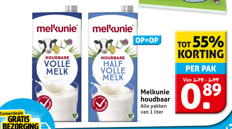 melkunie melk 1 55 houdbare volle lang houdbaar pakken liter pak folder aanbieding bij Hoogvliet Melkunie melk folder aanbieding bij Hoogvliet - details