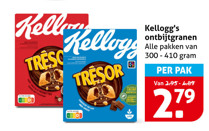 cereals 279 00 out chocolat noisettes choco flavour lait milk cacao coco ontbijtgranen pakken pak folder aanbieding bij Hoogvliet