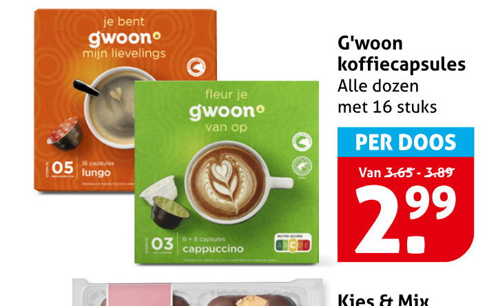 gwoon dolce gusto capsules 8 16 lievelings lungo fleur cappuccino koffiecapsules dozen stuks doos mix folder aanbieding bij Hoogvliet Gwoon dolce gusto capsules folder aanbieding bij Hoogvliet - details