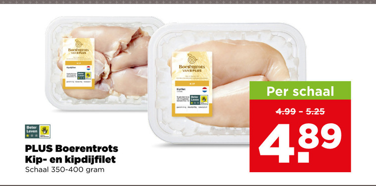 kipfilet kipdijfilet beter leven boerentrots kip schaal folder aanbieding bij Plus