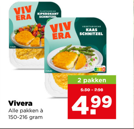 vivera vegetarisch 2 plantaardige kipkrokant schnitzel vegetarische kaas stuks pakken 4 99 folder aanbieding bij Plus Vivera vegetarisch folder aanbieding bij Plus - details