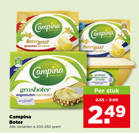 campina roomboter 4 303 3060 energie botergoud planet proof anno gezouten ongezouten 5 100g grasboter natuurlijk zacht boter pina beurre doux stuk folder aanbieding bij Plus Campina roomboter folder aanbieding bij Plus - details