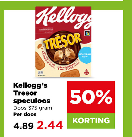 kellogs cereals 50 tresor caramelised nouveau new speculoos doos folder aanbieding bij Plus Kellogs cereals folder aanbieding bij Plus - details