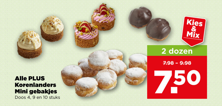 petitfours 2 4 9 10 korenlanders mini gebakjes doos stuks mix dozen folder aanbieding bij Plus