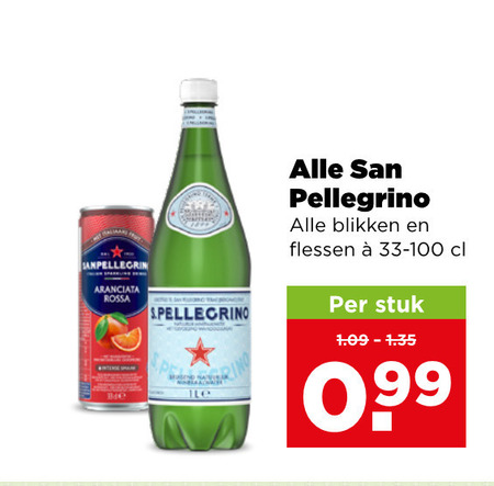 san pellegrino mineraalwater rossa blikken flessen stuk folder aanbieding bij Plus San Pellegrino mineraalwater folder aanbieding bij Plus - details