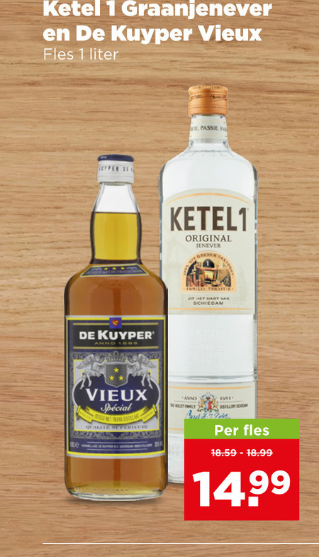 ketel 1 de kuyper jenever vieux graanjenever fles liter anno passie ketel1 original schiedam 14 99 frans star qualita family folder aanbieding bij Plus De Kuyper jenever, vieux folder aanbieding bij Plus - details
