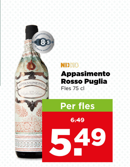 rode wijn appassimento nix18 rosso puglia fles folder aanbieding bij Plus