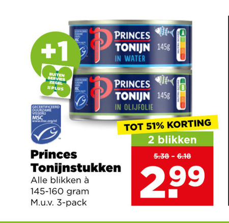 Princes   tonijn in blik folder aanbieding bij  Plus - details