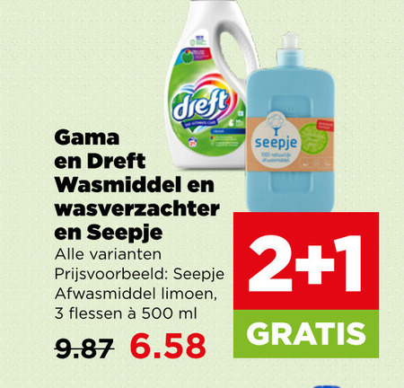 Seepje   wasmiddel, afwasmiddel folder aanbieding bij  Plus - details