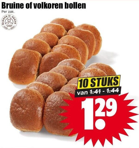 bolletjes 10 bruine volkoren bollen zak stuks folder aanbieding bij Dirk