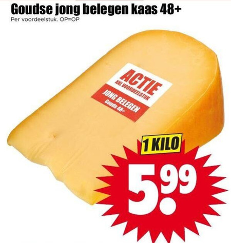 kaas 1 goudse jong belegen 48 voordeelstuk xxl gouda kilo folder aanbieding bij Dirk
