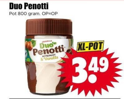 duo penotti hazelnootpasta pot originale hazelnoot vanille xl folder aanbieding bij Dirk Duo Penotti hazelnootpasta folder aanbieding bij Dirk - details